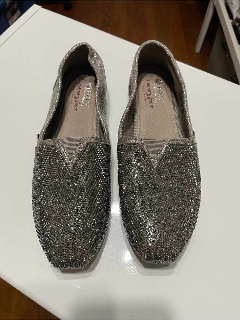 BOBS from Skechers Silver Sparkle Slip-On Loafers